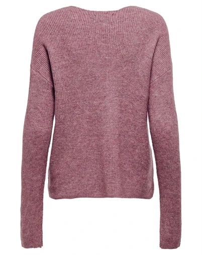 Only - OnlCamilla V-Neck L/S Strik - Renaissanc Rose/Melange